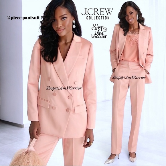 J.Crew Collection NWT faded guava satin double breasted pantsuit shop@iamwarrior - Picture 1 of 11